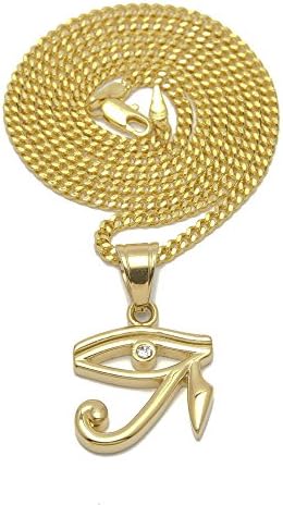 Warmerly 2 size of The eye of Horus Egyptian pharaoh Amulet of the patron god Eye Pendant, Stainless steel plating. Suitable couple like Hip hop, so cool! (Small)