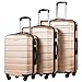 Coolife Luggage 3 Piece Set Suitcase Spinner Hardshell Lightweight (champagne)