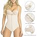 SHAPERX Camellias Women's Faja Seamless Firm Control Shapewear Zipper Closure Open Bust Bodysuit Body Shaper Slimmer Shaperwear Beige, SZ70950-Beige-3XL