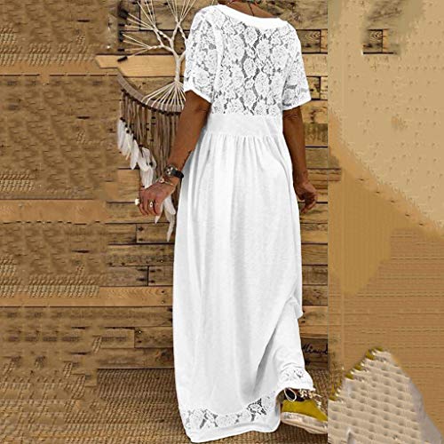 CCatyam Plus Size Dress for Women, Skirt V Neck Off Shoulder Solid Bodycon Lace Loose Sexy Maxi Fashion White