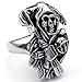 KONOV Stainless Steel Band Casted Grim Reaper Skull Biker Men's Ring, Size 16