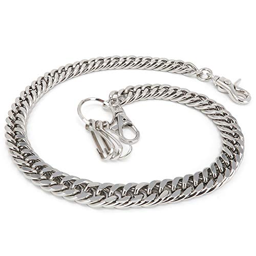 newtro Heavy Thick Strong Biker Key Wallet Chain Trucker Jean Pants Chain for Men Silver Black Gold 17" 24" TH02 (Silver, 24 in) - Thumbnail 2