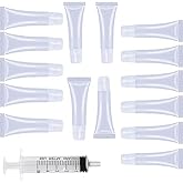 15Pcs Lip Gloss Tubes Containers,Soft Squeezable Cosmetic Tubes with Dispensing Syringes,Empty Lip Gloss Tubes Clear Soft Squ