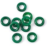 Fashewelry 10Pcs 12mm Natural Myanmar Jade Gemstone European Beads Polished Precious Stone Hollow Donut Charms Healing Chakra Birthstone Large Hole Loose Spacers for Jewelry Making 6mm Hole