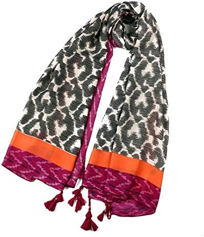 Fashion Extra Large Viscose Snow Leopard Print Oblong Bandana Scarf for Women (Rose Red)