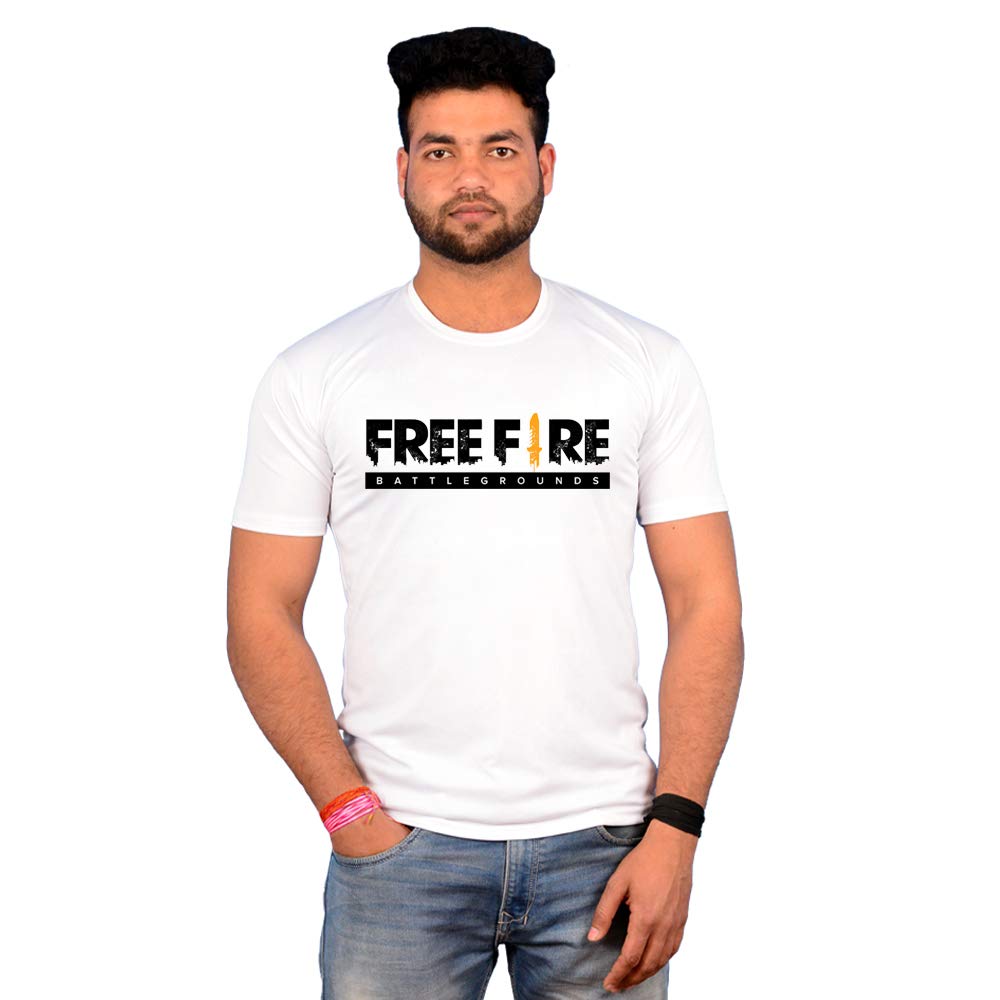 Giftlub Men S Free Fire Battleground Printed Crew Neck Regular Fit Half Sleeves Tshirt
