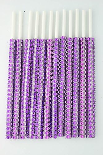 Purple Bling Sticks with Rhinestones for Cake Pops, Truffles, Pie Pops, Strawberries, Etc, 12 Pack