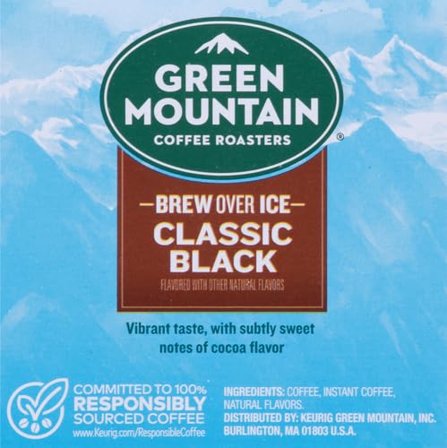 GREEN MOUNTAIN COFFEE ROASTERS ICED CLASSIC BLACK, SINGLE SERVE KEURIG K-CUP PODS, MEDIUM ROAST ICED COFFEE, 12 COUNT