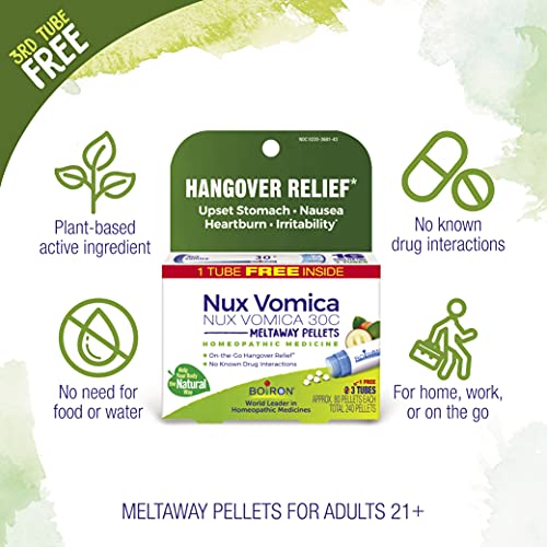 Boiron Nux Vomica 30C Homeopathic Medicine for Hangover Relief, Upset