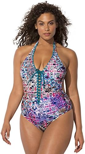 swimsuitsforall Women's Plus Size Ashley Graham x Swimsuits for All VIP Safi Swimsuit 20 Multi