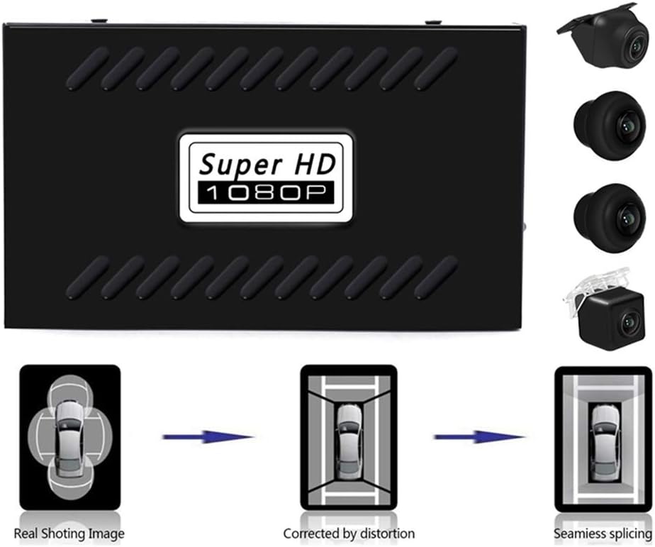 360 Car Camera Sytem Dash Cam for Car, Super Hd 1080P Car 360 Degree Bird View Surround System DVR Record Backup Camera Parking Monitoring with Sony Sensor