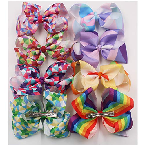 20PCS Baby Girls 6 Inch Big Hair Bows Alligator Hair Clips Grosgrain Ribbon Rianbow Bow Unicorn Hair Clips for Girls Toddlers Kids Children