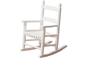 BplusZ Child's Rocking Chair for Patio, Porch, Outdoor & Indoor Use - Compact Small Wooden Rocker for Kids Ages 3-6, White