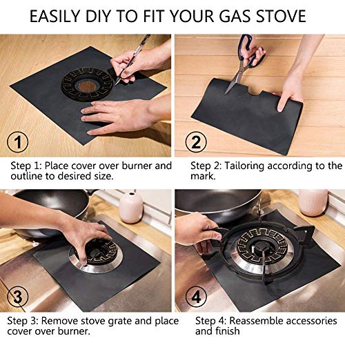 fabquality Stove Burner Covers Liners, (14 Pack) NonStick Reusable Gas