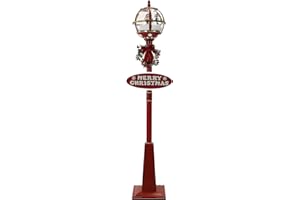 Fraser Hill Farm 69-in. Musical Snow Globe Lamp Post in Red with Santa Claus, Cascading Snow, and Christmas Music, Lighted Christmas Decoration for Living Room and Foyer