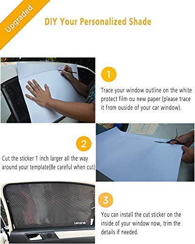 Lecone Upgraded Car Window Tint Film, Reusable Static Cling Shade, Electrostatic Self-Adhesive Black Sun Blocker Screen for Vehicle, Protect Your Baby Kids & Keep Car Cool (Pack of 2) - Thumbnail 4