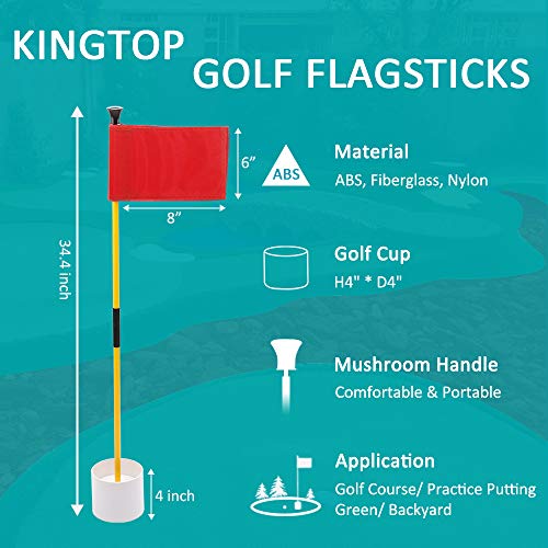 KINGTOP Miniature Golf Flagstick, Practice Putting Green Flags for Yard