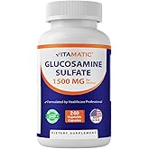 Vitamatic Glucosamine Sulfate Supplement, 1500mg, 120 Servings, 240 Capsules