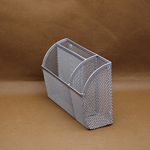 Lzttyee 3-Grid Metal Mesh Magnetic Organizer Storage Basket for Whiteboard/Refrigerator/Magnetic Surface, Silver