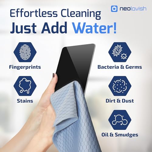 Neolavish® Screen Cleaner Cloth - Just Add Water, 5 Pcs | Streak-Free TV Cleaning Microfiber | Screen Wipe for TV, OLED, Laptop, Tablet, Phone, Monitor, Car | Large - 35x35 cm