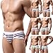 Voberry Men's Sexy Stripe Boxer Briefs Cotton Underwear Shorts Soft Underpants