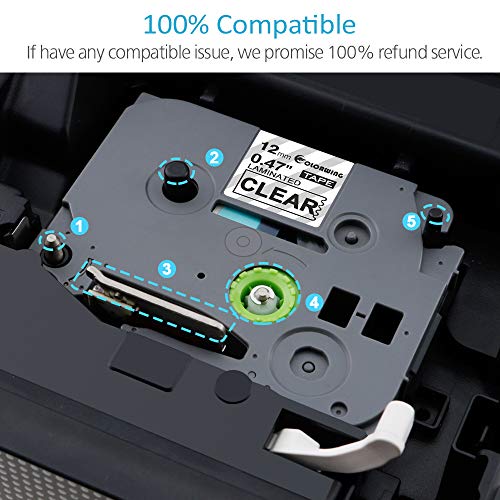 P-Touch TZE-131 3 Pack Tape 1/2" (0.47") Black on Clear Compatible Brother Standard Laminated Label Cassette 12mmx26.2 Feet for P Touch Labeler PTD210 PTH110 PTD600 PTD400 PTD400AD PTD600VP Cube