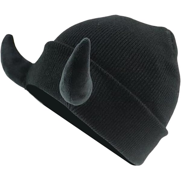 Covvoliy Halloween Devil Horn Men Hat Soft Knitted Beanie Warm