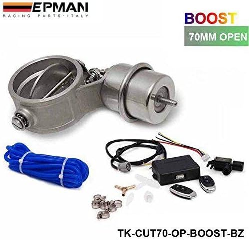 EPMAN Exhaust Control Valve With Boost Actuator Cutout 70mm Pipe Opend with Wireless Remote Controller Set