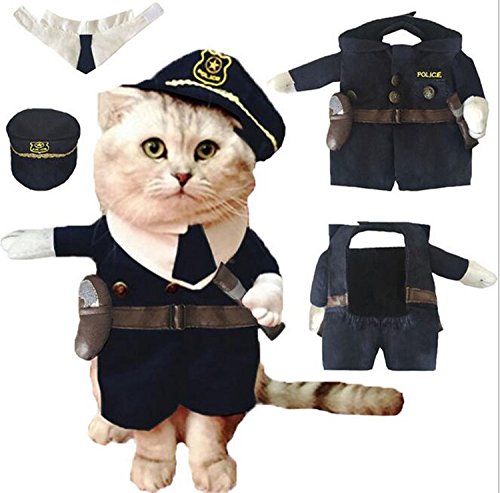 Dog Cat Stand Up Police Costume Pirate Role Play Pet Clothes Jumpsuit for Halloween Christmas