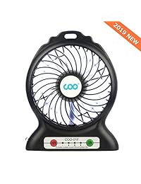 Ventilador portátil con USB, funciona con pilas, con linterna, silencioso y potente ventilador de escritorio recargable para carga de teléfono, exterior, oficina, mochilero