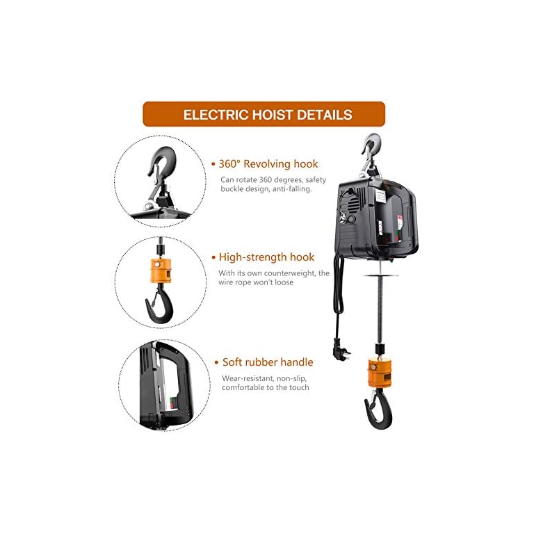 NEWTRY 1100lbs Electric Hoist Winch with Wireless Remote Control 110/