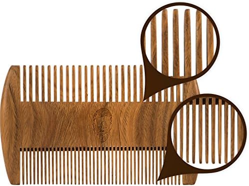 The Ladies Choice Sandalwood Beard Comb 100% Organic, Durable Anti-Static Dual-Tooth Comb with a Comfort Grip - Get a Tangle Free Beard, Goatee or Mustache with Less Split Ends!