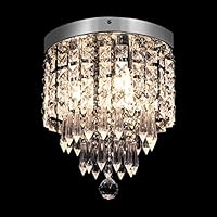 KingSo 3-Light Modern Chandelier Mini Crystal Ceiling Light Elegant Flush Mount Light Fixtures for Bedroom Living Room Hallway, G9 Base