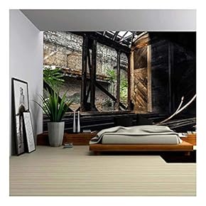 Some Trains at Abandoned Train Depot - Removable Wall Mural | Self-Adhesive Large Wallpaper - 66x96 inches