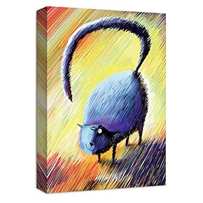 Blue Cat Walking Alone Painting Artwork for Home...
