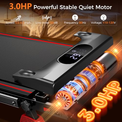 Walking Pad with 9% Incline, 4-in-1 Under Desk Treadmill with Handle Bar, 6.2 MPH Speed and 3.0 HP Motor, Compact Quiet Walking Machine for Home Office, 300 lb Capacity