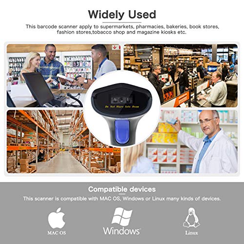 NETUM Wireless CCD Barcode Scanner - Handheld Cordless 1D Bar Code Reader 2.4G Wireless and USB Wired Scan on Mobile Payment Screen Laptops PC Computer for POS System Supermarket Retail Inventory