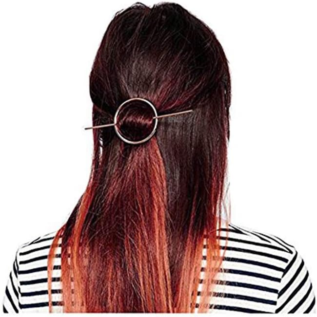 Fashion Women Girls Gold/Silver Plated Metal Round Bar Hair Clips Metal Circle Hairpins Holder Hair Accessories