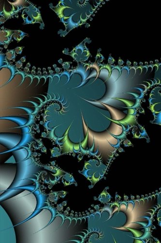 A Cool Turquoise and Black Fractal: Blank 150 page lined journal for your thoughts, ideas, and inspiration