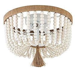 VILUXY Bohemia Wood Beaded Flush Mount Ceiling