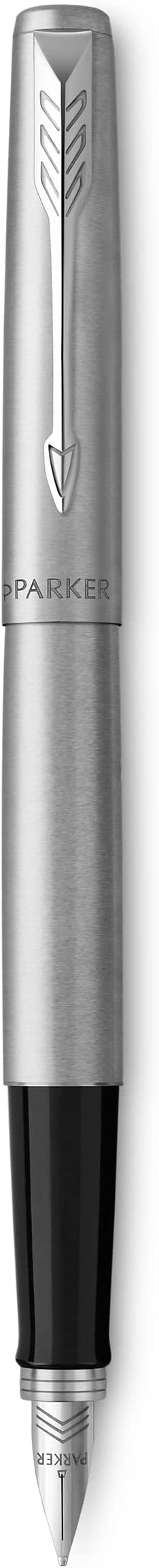 Parker Jotter Fountain Pen Stainless Steel Chrome Medium Nib Blue Ink Gift Box