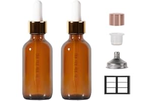 StellaCare Set of 2, 2oz Eye Dropper Bottle, Amber Glass Dropper Bottles, Empty Glass Dropper Bottles, Travel Liquid Bottles