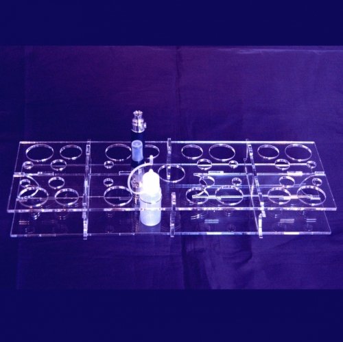 Super Cool Creations Rectangle E-cig Acrylic Stand – For Mods, Batteries, Juice + Drip Tip