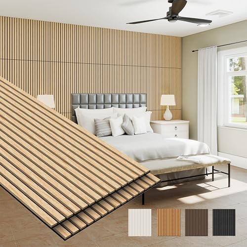 MISSDAY Wood Slat Acoustic Wall Panels, 2 Packs 47.2" x 23.6" Oak Soundproof Panel For Interior Wall Decor Noise Absorbing-3D Textured Wooden Panel Sound-Absorbing for Home, Office, Studio at Amazon