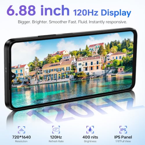 Blackview Wave 10 Móviles Android 16, 6.88" 120Hz, 32GB+256GB Smartphone | 32MP+13MP Celulares, 5000mAh/3.5mm/WiFi 5G/Face ID/Bloqueo Huella Dactilare