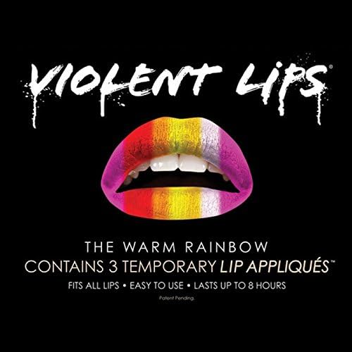 Violent Lips Warm Rainbow - Lot of (3) Packages of 3 Lip Tattoo Appliques Each, Total of 9 Appliques in The Warm Rainbow