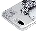 iPhone 8 Plus Case, iPhone 7 Plus Case - Shockproof Flexible TPU Rubber Skin Gel Bumper Case with IMD Technology Anti Color-Fading Print Patterns Slim Fit Protective Cover by Badalink - Flowers/Skull