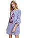 Floerns Women's Bell Sleeve Embroidered Tunic Dress Blue Plaid L