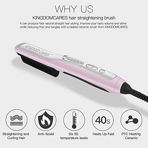 Pro Milano Hair Straightening Brush. Easy to use, 2 sided Italian ceramic professional hair straightener. (Red Color) - Thumbnail 6