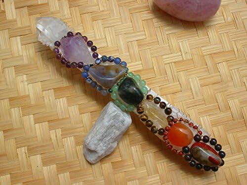 7 Chakras Selenite Crystal Healing Wand High Frequency